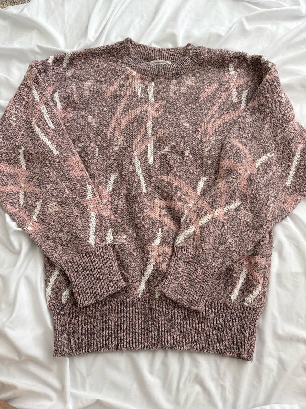 Le Tigre Pink and Cream Patterned Crewneck Sweater